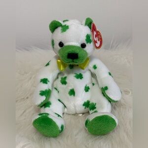 Ty(82)Clover 🍀 Shamrock Bear - White and Green 2001